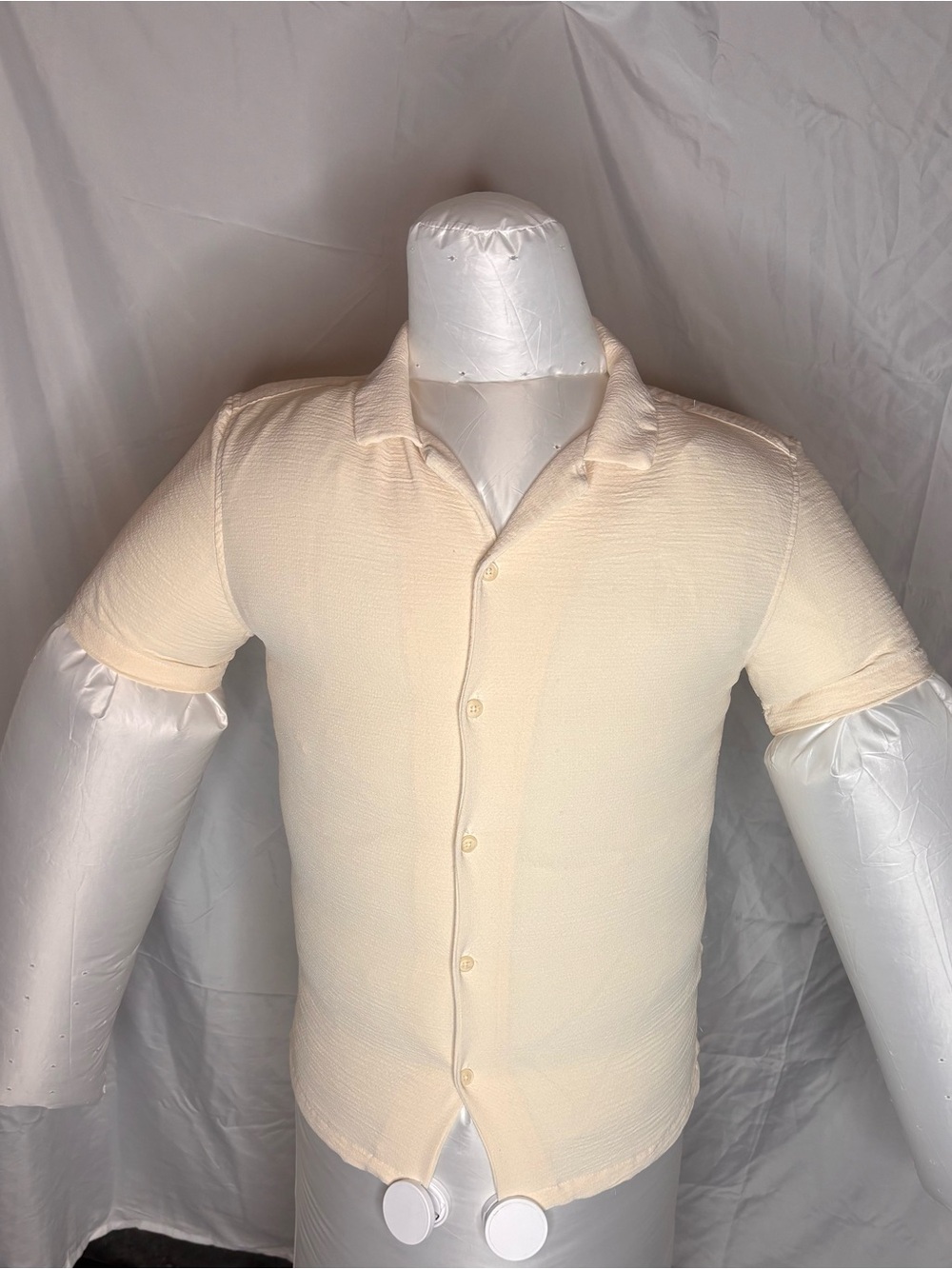 Cactus Man Ricky Singh Button Up Shirt Mens L Cream Textured Relaxed Fit Shirt
